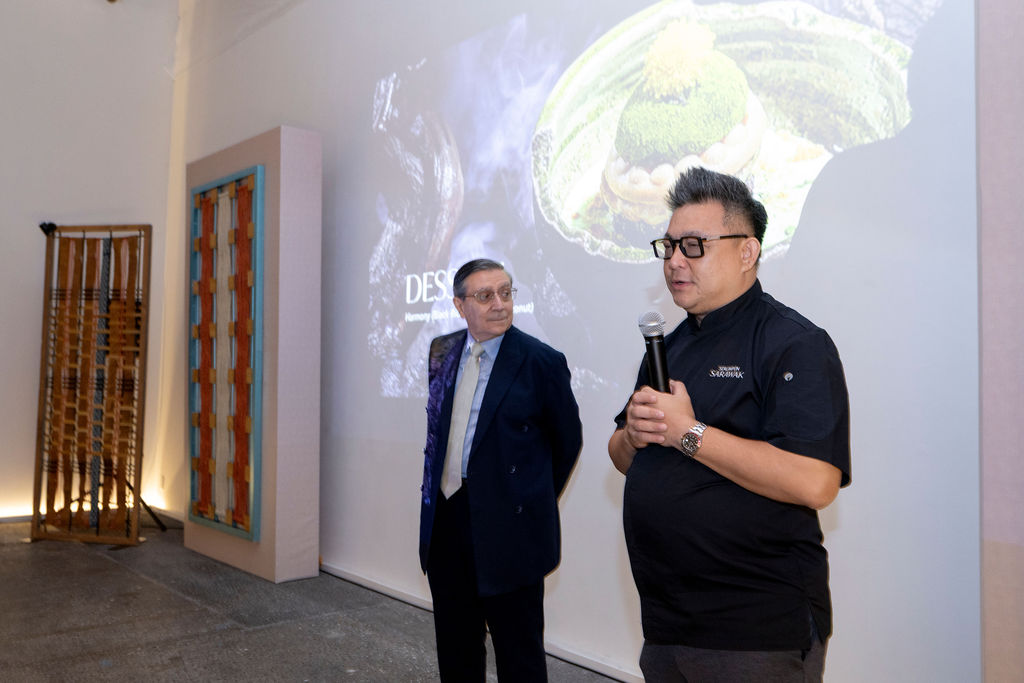 Professor Gerard Bodeker — Harvard-trained Oxford academic and world authority on traditional medicinal plant systems — narrating the scientific significance of each Borneo French Cuisine course at Expo 2025 Osaka